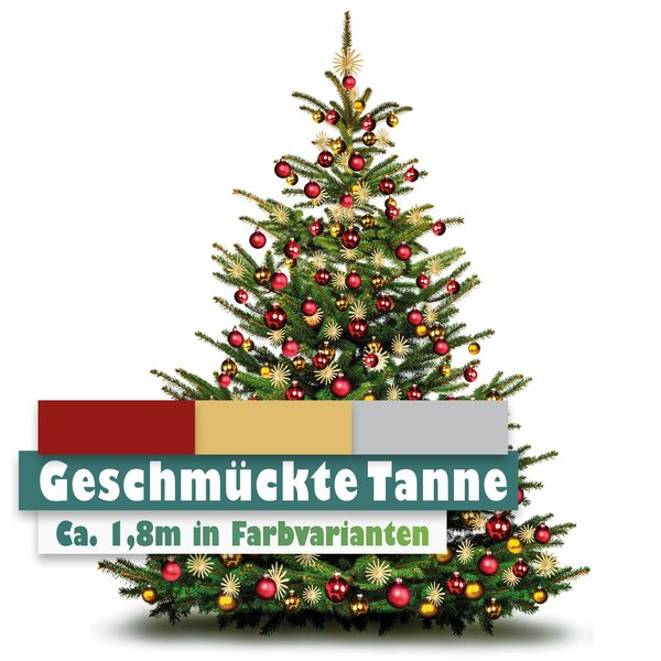 Nordmanntanne Weihnachtsbaum geschmückt 1,8 Meter